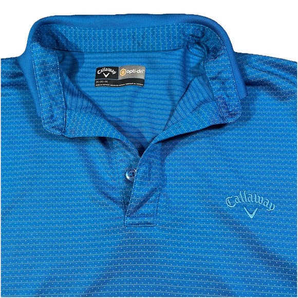 Callaway Opti Dri Men's Polo Medium Bright Blue Geometric Pattern EUC - Picture 1 of 5